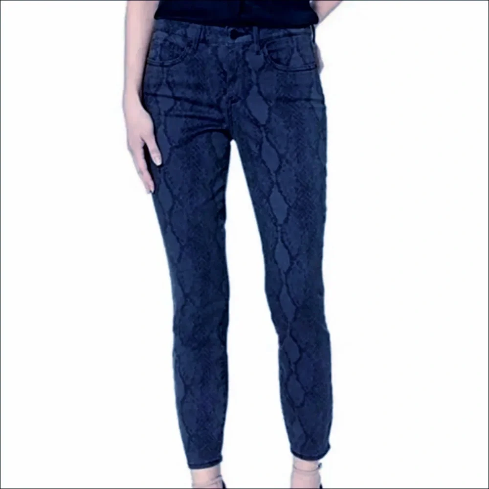 NEW NYDJ Snakeskin Jeans 22 Reptile Skinny Indigo Lift Tuck Snakeskin Indigo